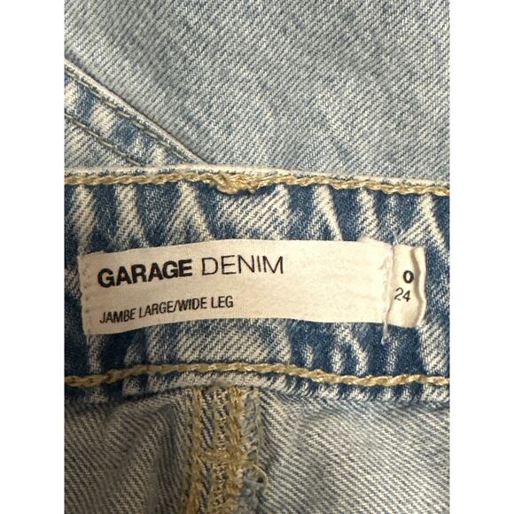 Garage Women's Blue High Rise Distressed Straight Wide Leg Denim Jeans Pants 0 - Picture 4 of 5